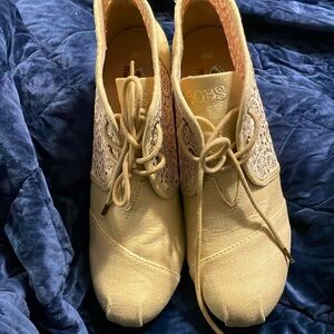 BOBS Skechers High Notes Rocket Natural Memory Foam Ankle Boots Womens 9.5